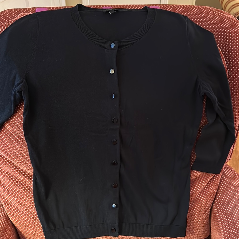 Talbots black bottom down cardigan, small petite. Worn gently, non-smoker